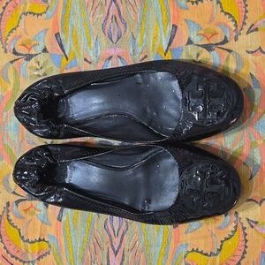 Tory Burch black patent leather flats